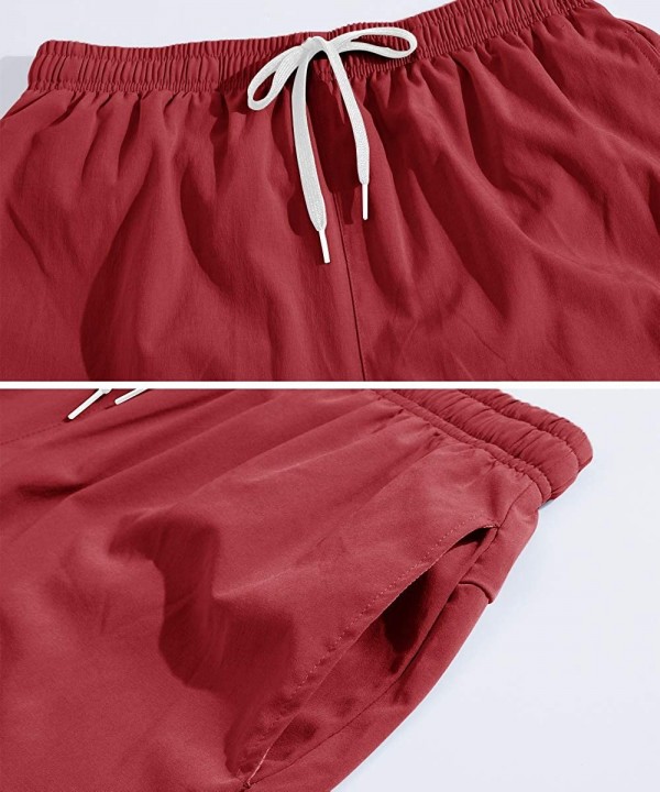 Men's Quick Dry Beach Shorts Swim Trunks with Mesh Lining - Wine Red - CQ18T2UZNWA $15.34-Trunks