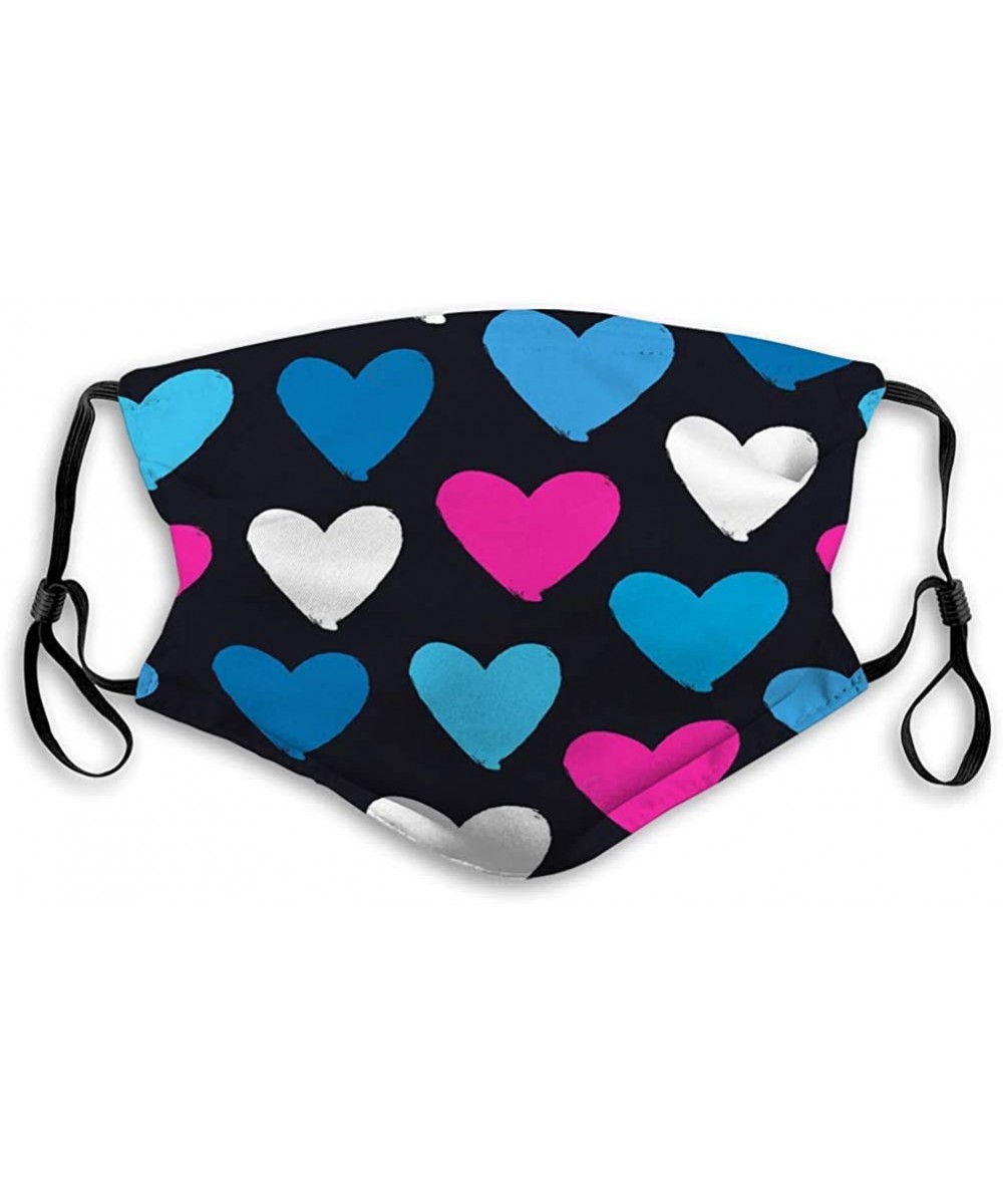 Mouth Covers for Men Women Boys Girls Drawn Multicolor Heart Silhouettes Black backgr Travel Cover - C319DHX9YZC $13.82-Cover...