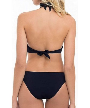 Women's Halter Monokini One Piece Swimsuit - Cocktail Party Black - C011FEK1O7L $33.57-One-Pieces