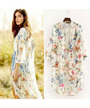 Fashion Women Chiffon Bikini Cover Up Kimono Cardigan Coat Bathing Swimwear - White - C611AA4FUPV $15.81-Cover-Ups