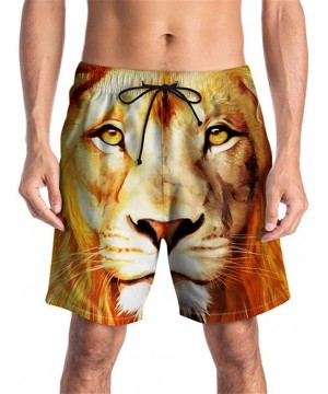 Men's Fashion 3D Print Beach Board Shorts Quick Dry Swim Surf Trunks - Lion - CE18C58ROKY $19.39-Board Shorts