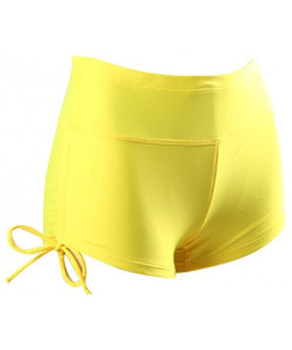 Women's High Waist Swim Shorts Plus Size Side Tie Lined Tankini Bottom Stretch Swimsuit Boyshorts - Yellow - CX18OWOZ94Q $8.8...