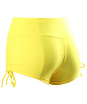 Women's High Waist Swim Shorts Plus Size Side Tie Lined Tankini Bottom Stretch Swimsuit Boyshorts - Yellow - CX18OWOZ94Q $8.8...