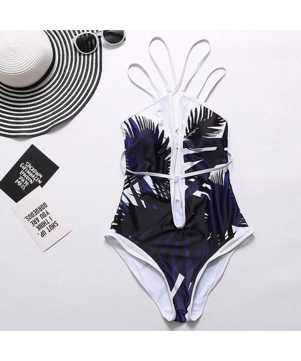 Women's One Piece Swimsuits Sexy Printed Beach Swimwear Bathing Monokini Swimsuits Push Up Padded Bikini - Purple - C318M0E3L...