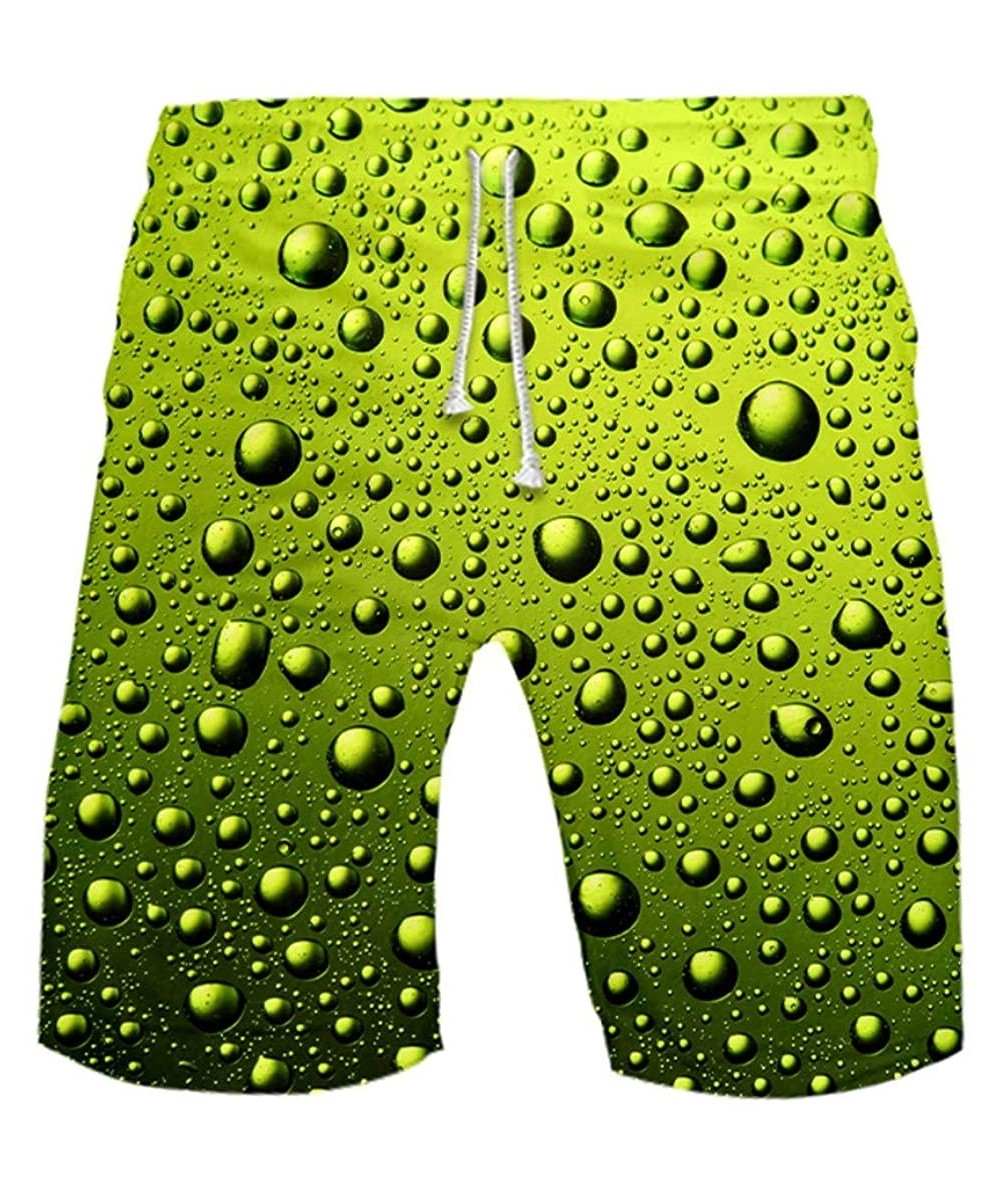 Mens Summer Casual Thin Hawaiian Printed Bathing Suit-Quick Dry Board Shorts Swim Trunks Beach Shorts Beachwear - E-green - C...