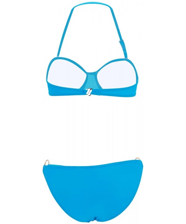 Sexy Lady Padded Athletic Two-Piece Swimsuit for Friends or Lover - Blue L Size - CD11JXKCL89 $14.31-Sets