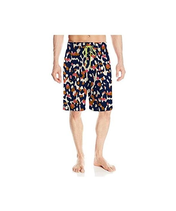 3D Print Flowers Floral Men Swim Trunks Quick Dry Beach Shorts with Mesh Lining Fashion Swimwear Shorts - Leopard Print - CX1...