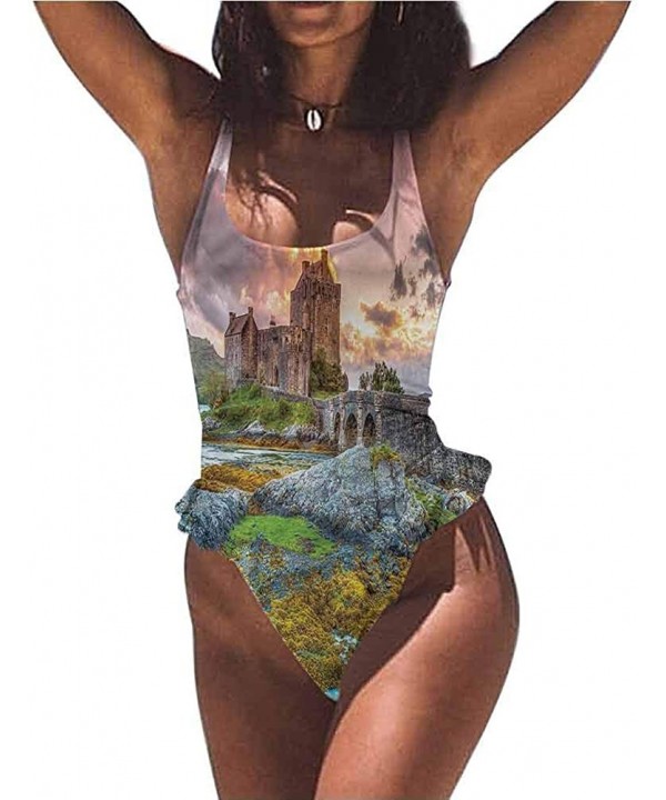 Women Beachwear Scenery- Fall Forest with Leaves Adjustable to Fit Anyone - Multi 13-one-piece Swimsuit - CS19E7H3H38 $36.16-...