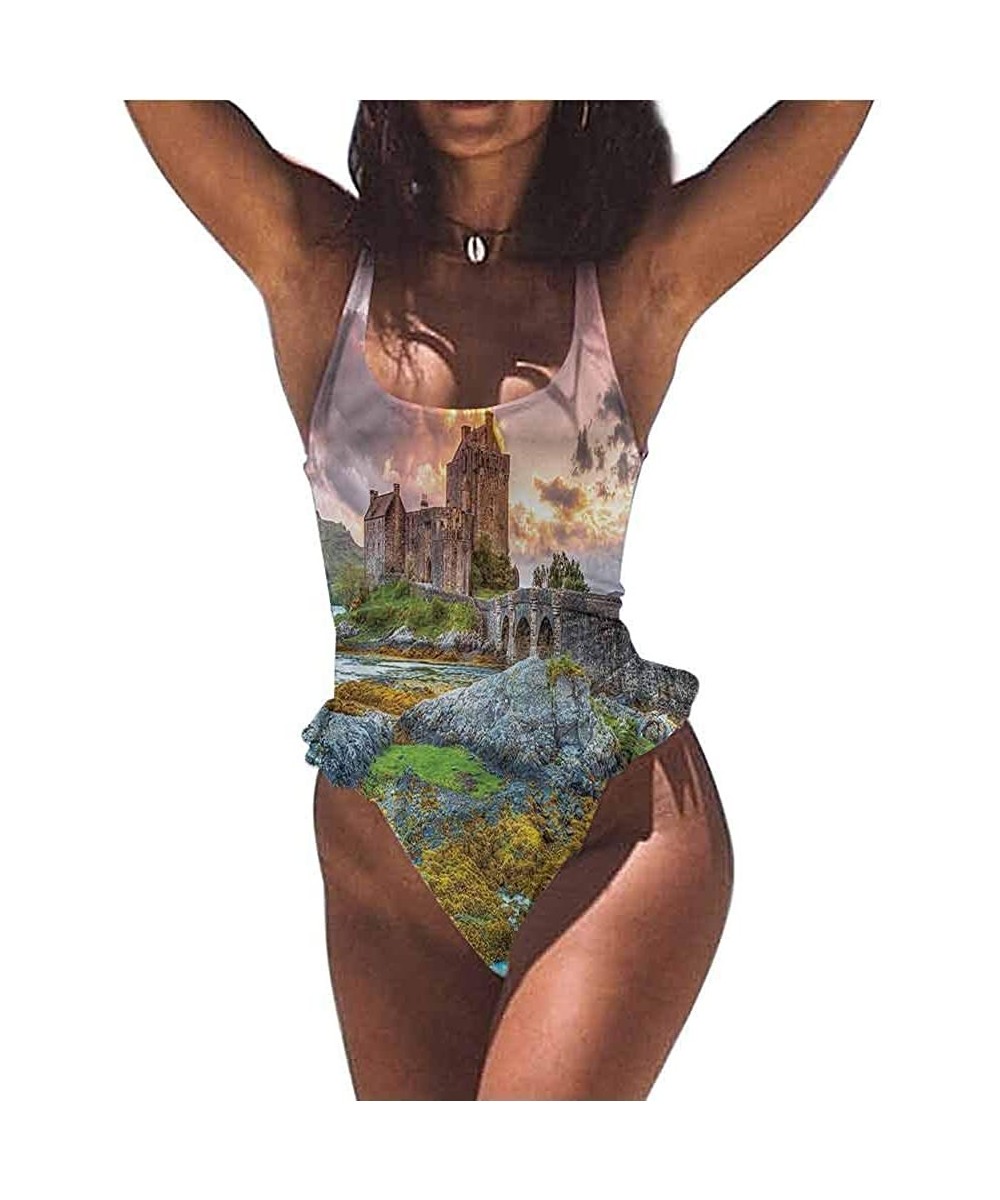 Women Beachwear Scenery- Fall Forest with Leaves Adjustable to Fit Anyone - Multi 13-one-piece Swimsuit - CS19E7H3H38 $36.16-...