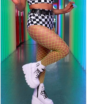 Women's Rave High Waisted Checkered Booty Shorts Bottoms Checkboard Bikini for Music Festivals DEM - CS193UOG52K $15.28-Bottoms