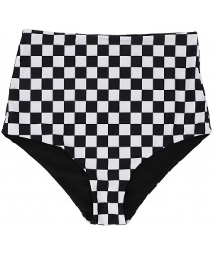 Women's Rave High Waisted Checkered Booty Shorts Bottoms Checkboard Bikini for Music Festivals DEM - CS193UOG52K $15.28-Bottoms