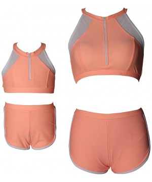 Summer Swimwear Mother and Daughter Tank Crop Two Piece Floral Athletic Swimming Bikini Suit - Orange - CU19620SREI $12.88-Co...