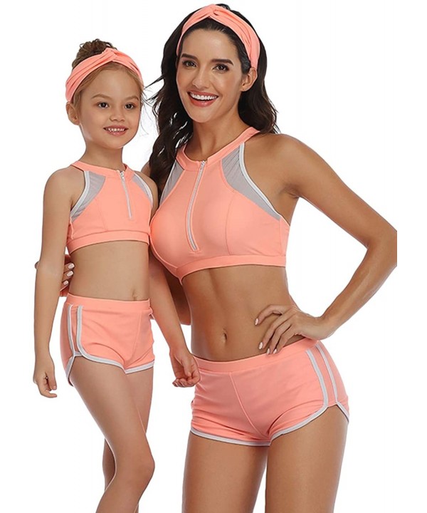 Summer Swimwear Mother and Daughter Tank Crop Two Piece Floral Athletic Swimming Bikini Suit - Orange - CU19620SREI $12.88-Co...