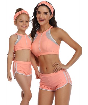 Summer Swimwear Mother and Daughter Tank Crop Two Piece Floral Athletic Swimming Bikini Suit - Orange - CU19620SREI $12.88-Co...