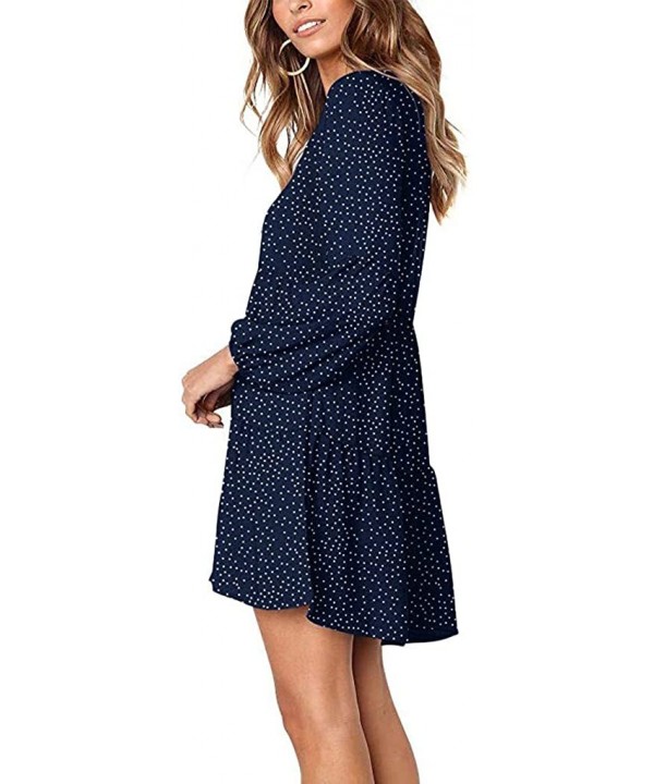 Dresses for Women Casual Fall Women Summer Tunic Dress V Neck 3/4 Sleeve Casual Loose Flowy Swing Shift Dresses Z1 navy - C71...