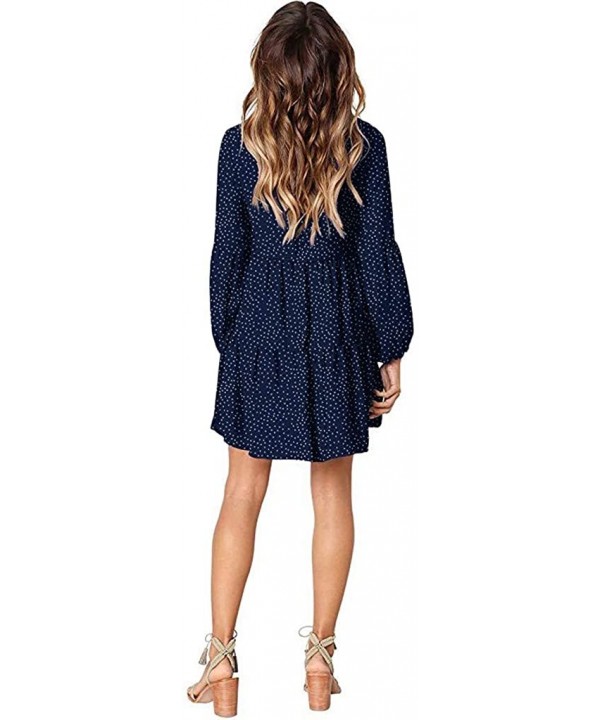 Dresses for Women Casual Fall Women Summer Tunic Dress V Neck 3/4 Sleeve Casual Loose Flowy Swing Shift Dresses Z1 navy - C71...