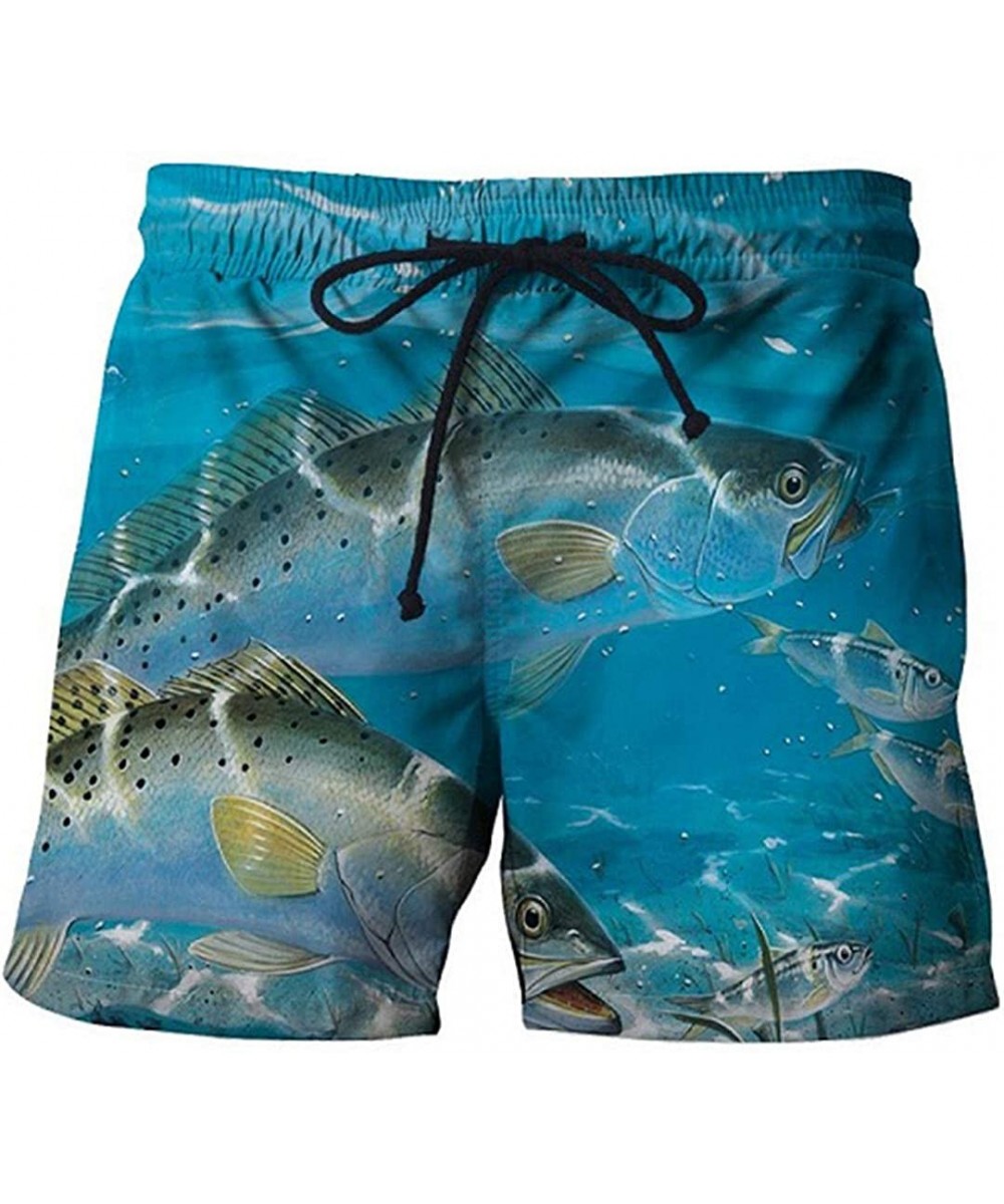 Men's Beach Shorts Fish Shark 3D Printed Men's and Women's Beach Shorts - Yellow - C518W2CX656 $25.62-Board Shorts