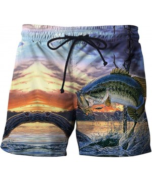 Men's Beach Shorts Fish Shark 3D Printed Men's and Women's Beach Shorts - Yellow - C518W2CX656 $25.62-Board Shorts