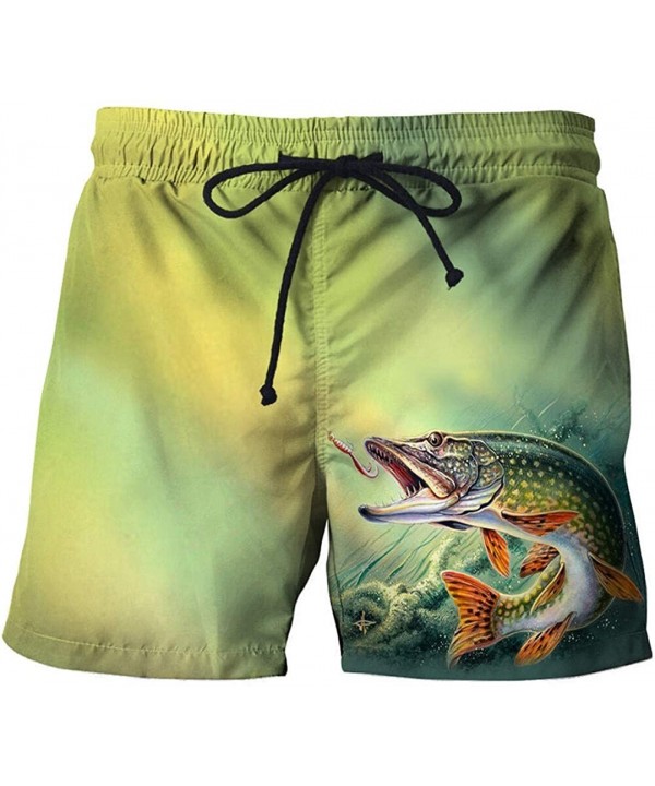 Men's Beach Shorts Fish Shark 3D Printed Men's and Women's Beach Shorts - Yellow - C518W2CX656 $25.62-Board Shorts