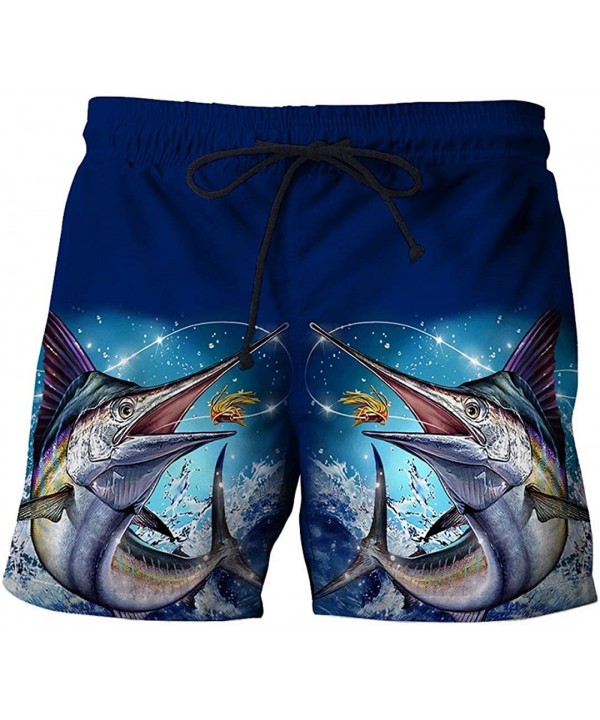 Men's Beach Shorts Fish Shark 3D Printed Men's and Women's Beach Shorts - Yellow - C518W2CX656 $25.62-Board Shorts