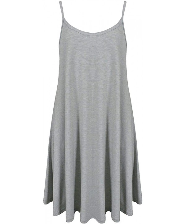 Women's Casual Spaghetti Strap Loose Swing Slip Dress Casual Cami Tank Dresses - Grey - CX19CR8MSMA $18.45-Cover-Ups