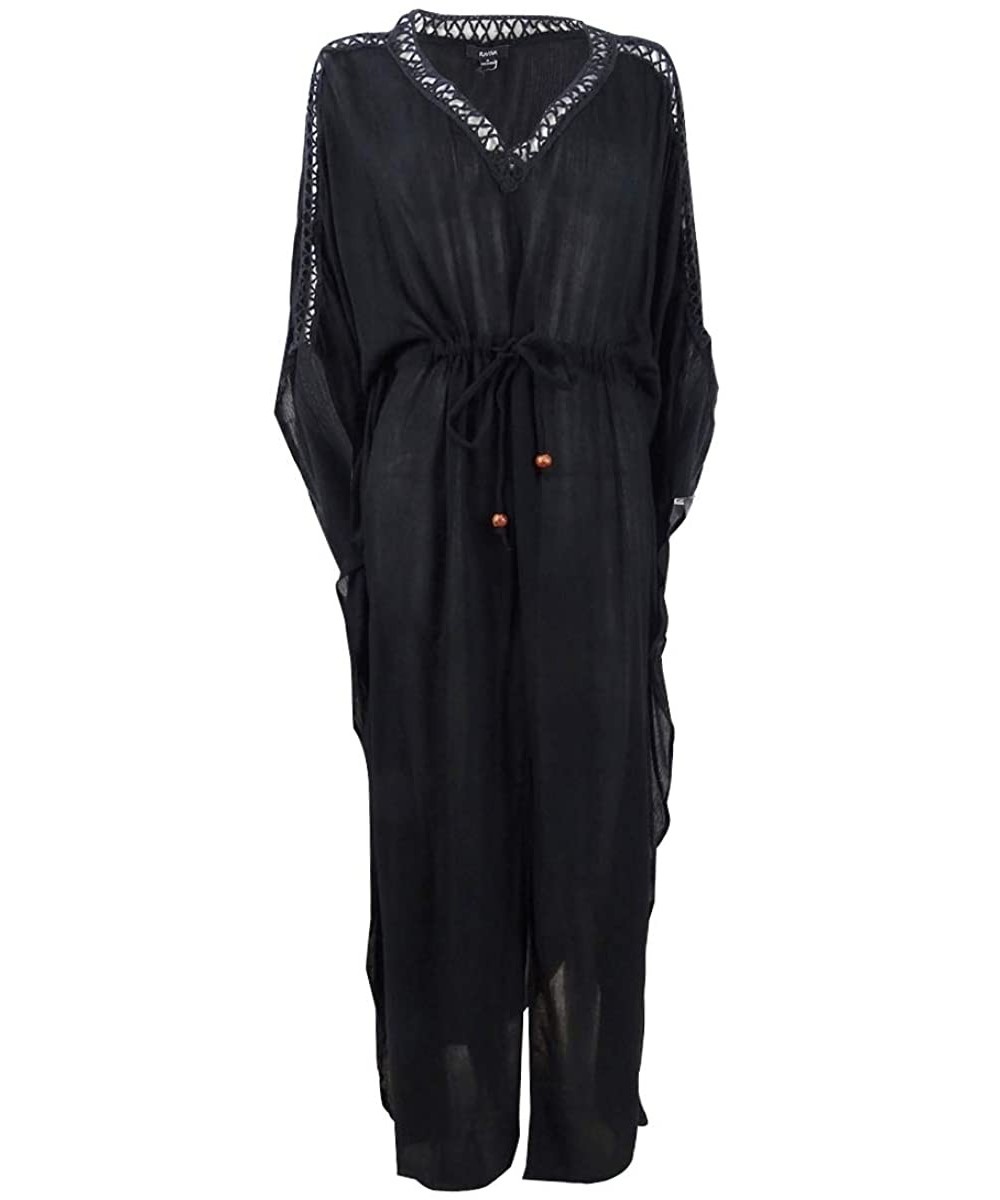 Women's Plus Size Maxi Dress Swim Cover-Up - Black - CJ199IKQSZO $26.88-Cover-Ups