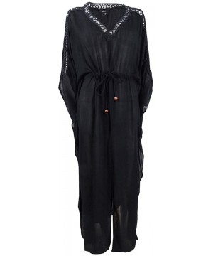 Women's Plus Size Maxi Dress Swim Cover-Up - Black - CJ199IKQSZO $26.88-Cover-Ups