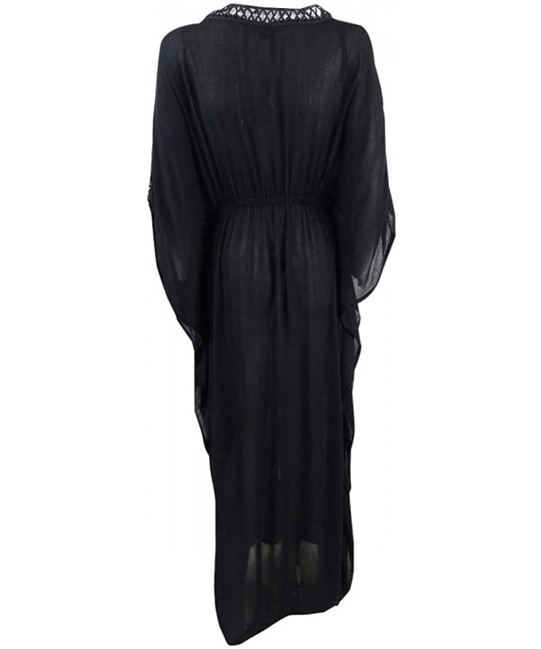 Women's Plus Size Maxi Dress Swim Cover-Up - Black - CJ199IKQSZO $26.88-Cover-Ups