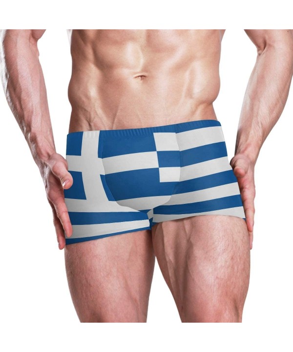 Iceland Flag Men's Swim Trunks Square Leg Swimsuit Swimwear Boxer Brief - Greek Flag - CI18TCXCMWL $31.72-Briefs