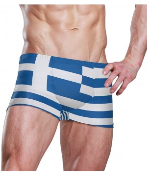 Iceland Flag Men's Swim Trunks Square Leg Swimsuit Swimwear Boxer Brief - Greek Flag - CI18TCXCMWL $31.72-Briefs