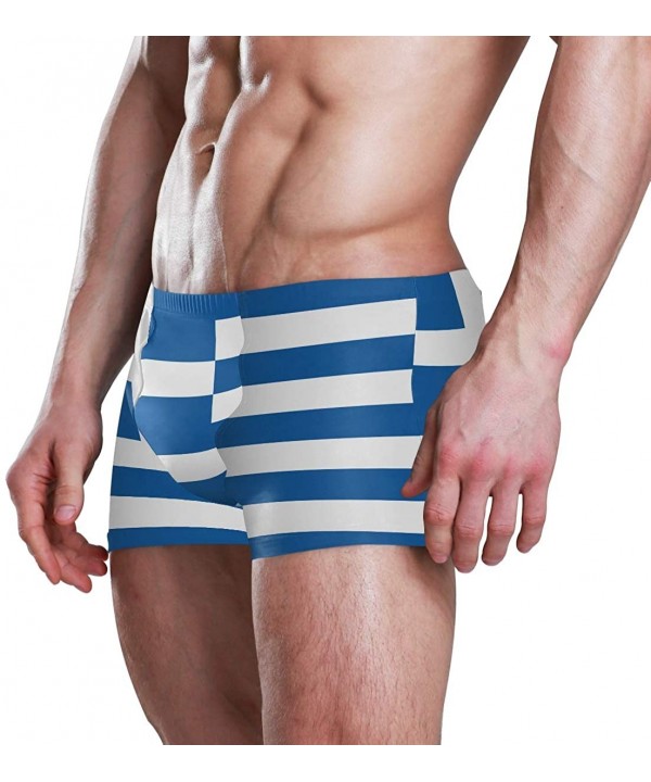 Iceland Flag Men's Swim Trunks Square Leg Swimsuit Swimwear Boxer Brief - Greek Flag - CI18TCXCMWL $31.72-Briefs