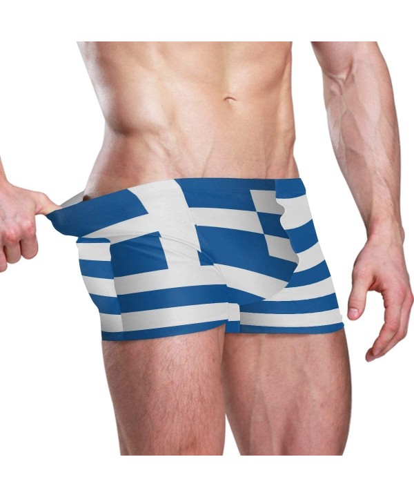 Iceland Flag Men's Swim Trunks Square Leg Swimsuit Swimwear Boxer Brief - Greek Flag - CI18TCXCMWL $31.72-Briefs