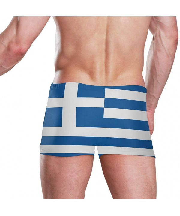 Iceland Flag Men's Swim Trunks Square Leg Swimsuit Swimwear Boxer Brief - Greek Flag - CI18TCXCMWL $31.72-Briefs