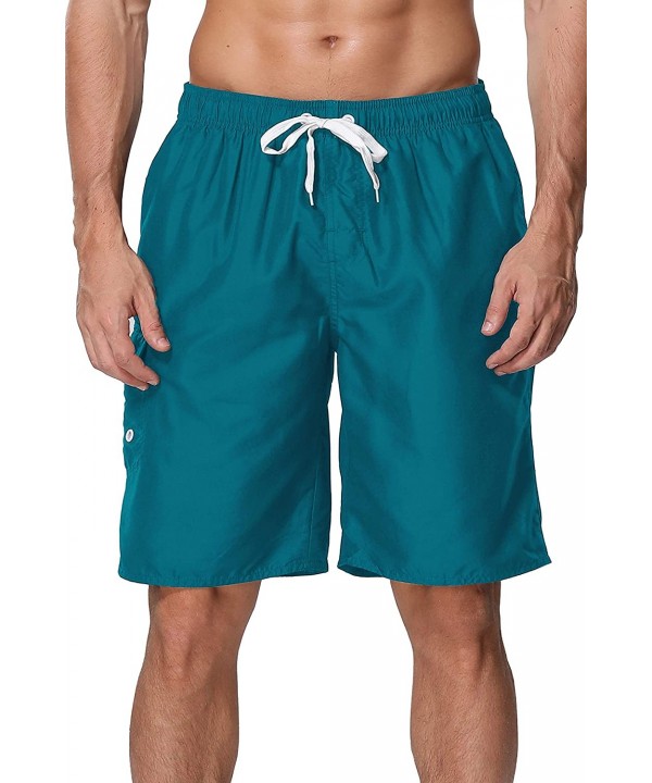 Men's Swim Trunks Beach Board Shorts Dry Quickly Stripe Bathing Suits - Jadeite Blue - CK18WL37MO9 $18.89-Board Shorts