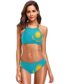 Flag 2 PC Swimsuits Woman Bikini High Neck Swimwear S-3XL - Multi 11 - CV18NTK26LX $24.98-Sets