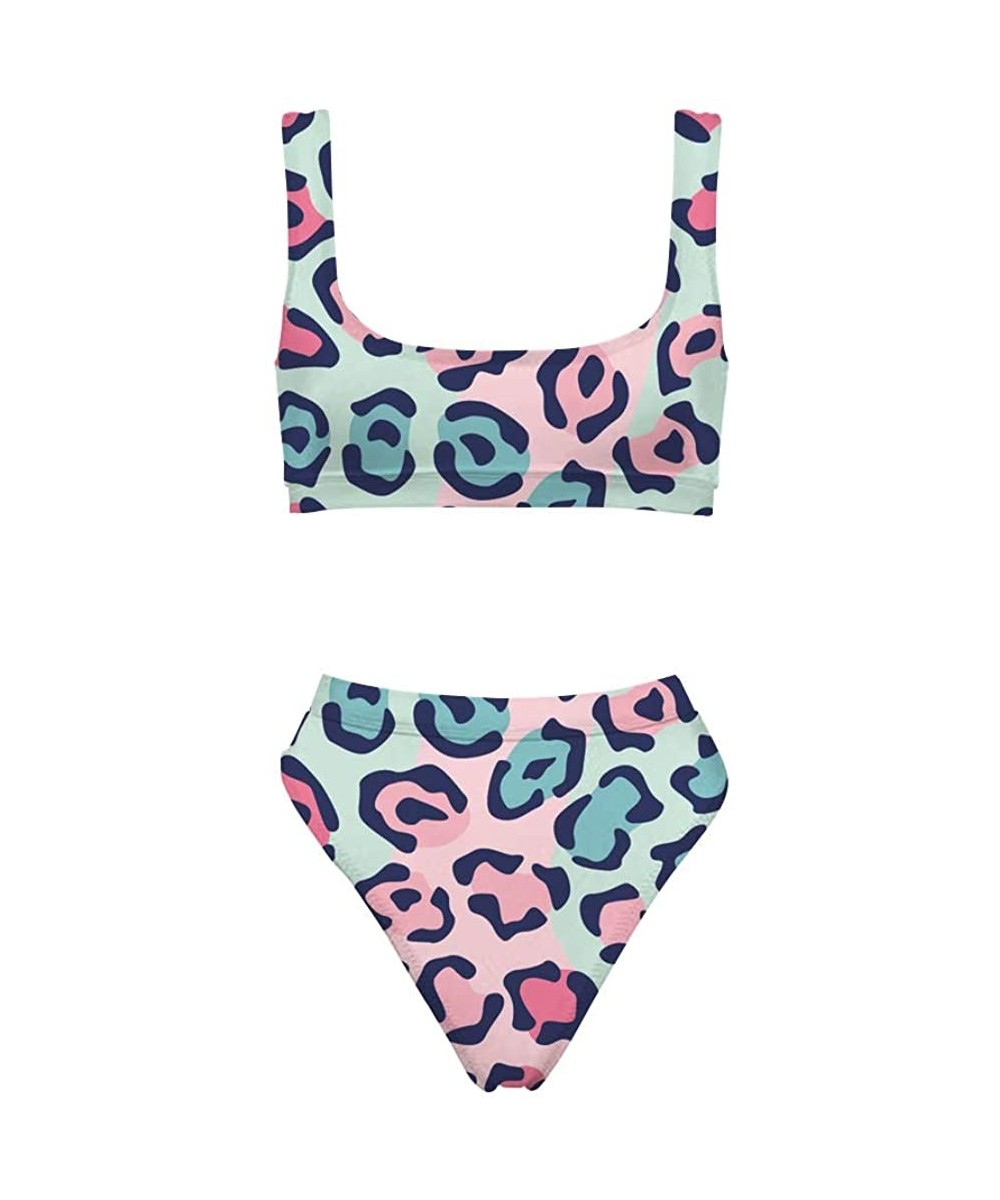 Two Piece Bikini Set Swimsuit Sport Low Crop Top Leopard Swimwear - Print- 3 - CD18R7LH0R3 $30.11-Sets