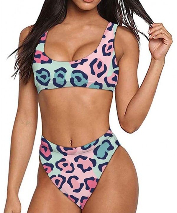 Two Piece Bikini Set Swimsuit Sport Low Crop Top Leopard Swimwear - Print- 3 - CD18R7LH0R3 $30.11-Sets