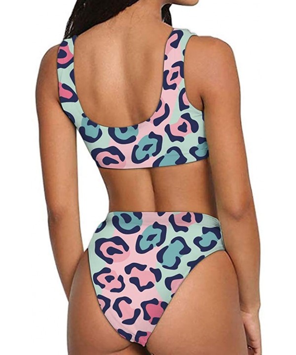 Two Piece Bikini Set Swimsuit Sport Low Crop Top Leopard Swimwear - Print- 3 - CD18R7LH0R3 $30.11-Sets