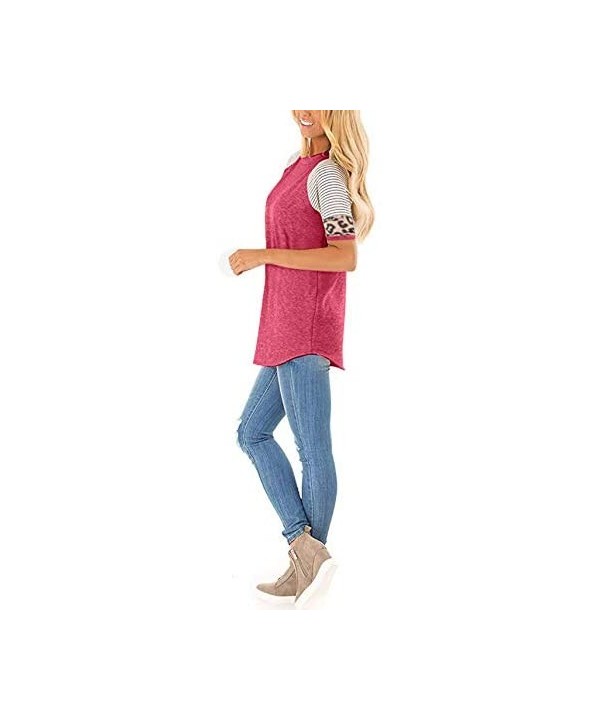 Women's T Shirt Short Sleeve Summer Loose Twist Knot Casual Tunic Blouse Tanks Vest Tops - Red.c - CM193MNDWNN $18.45-Sets