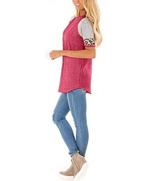 Women's T Shirt Short Sleeve Summer Loose Twist Knot Casual Tunic Blouse Tanks Vest Tops - Red.c - CM193MNDWNN $18.45-Sets