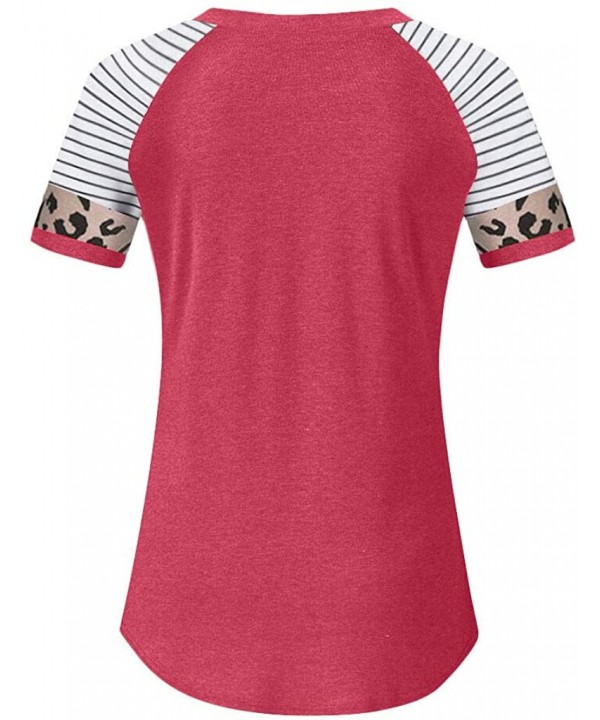 Women's T Shirt Short Sleeve Summer Loose Twist Knot Casual Tunic Blouse Tanks Vest Tops - Red.c - CM193MNDWNN $18.45-Sets