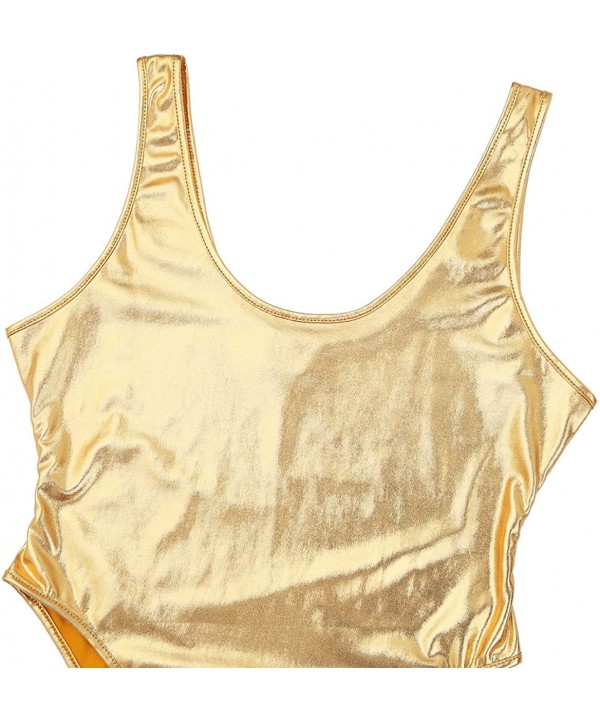 Women One-Piece Sleeveless High Cut Holographic Bodysuit Rave Baywatch Swimsuits Bathing Suits - Gold - CC18UAQHLGC $15.11-On...