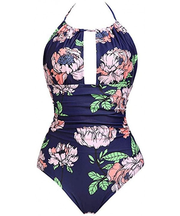 Women's One Piece Swimsuits Tummy Control Swimwear Slimming Monokini Bathing Suits for Women Backless V Neck Swimsuit - Purpl...