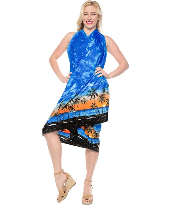 Women's Sarong Dress Coverup Tie Pareo Beach Wrap Swimsuits Full Long C - Blue_e752 - CV127Z2ZUG1 $11.76-Trunks