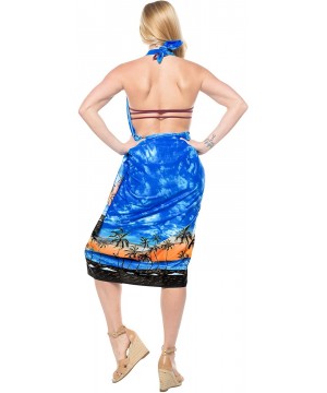 Women's Sarong Dress Coverup Tie Pareo Beach Wrap Swimsuits Full Long C - Blue_e752 - CV127Z2ZUG1 $11.76-Trunks