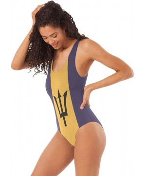 Womens Jamaica Flag One Piece Monokini Swimsuit Sexy Backless Retro Bathing Suit - Barbados Flag - C318IM05NTH $22.47-One-Pieces