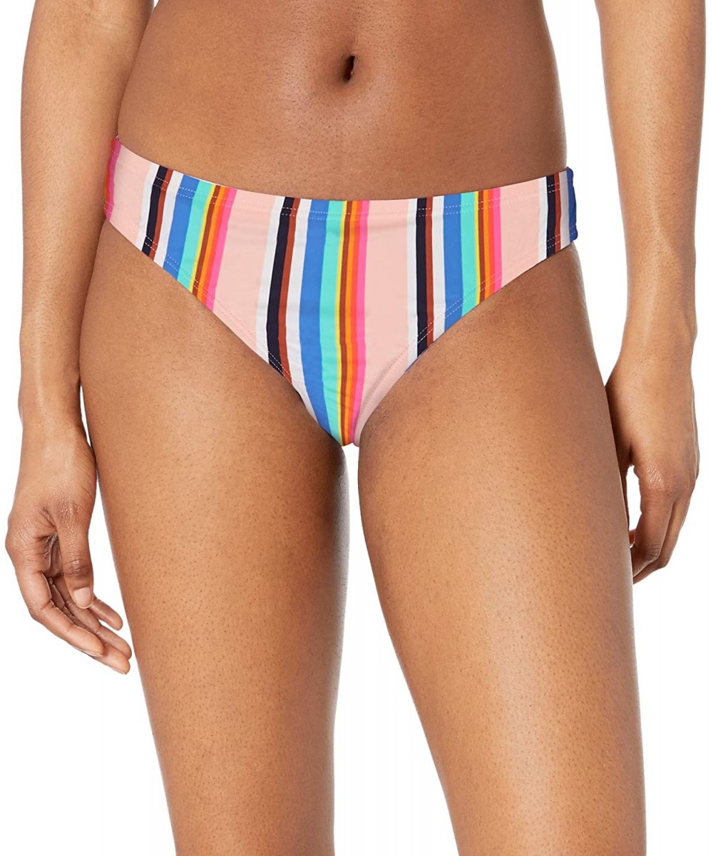 Women's Cinched Back Hipster Bikini Swimsuit Bottom - Multi//Stripe-out - CG18ZQDGCM0 $30.62-Bottoms