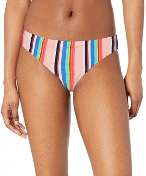 Women's Cinched Back Hipster Bikini Swimsuit Bottom - Multi//Stripe-out - CG18ZQDGCM0 $30.62-Bottoms