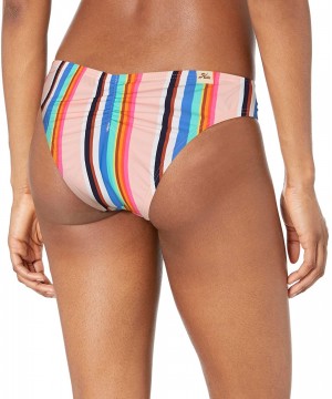 Women's Cinched Back Hipster Bikini Swimsuit Bottom - Multi//Stripe-out - CG18ZQDGCM0 $30.62-Bottoms