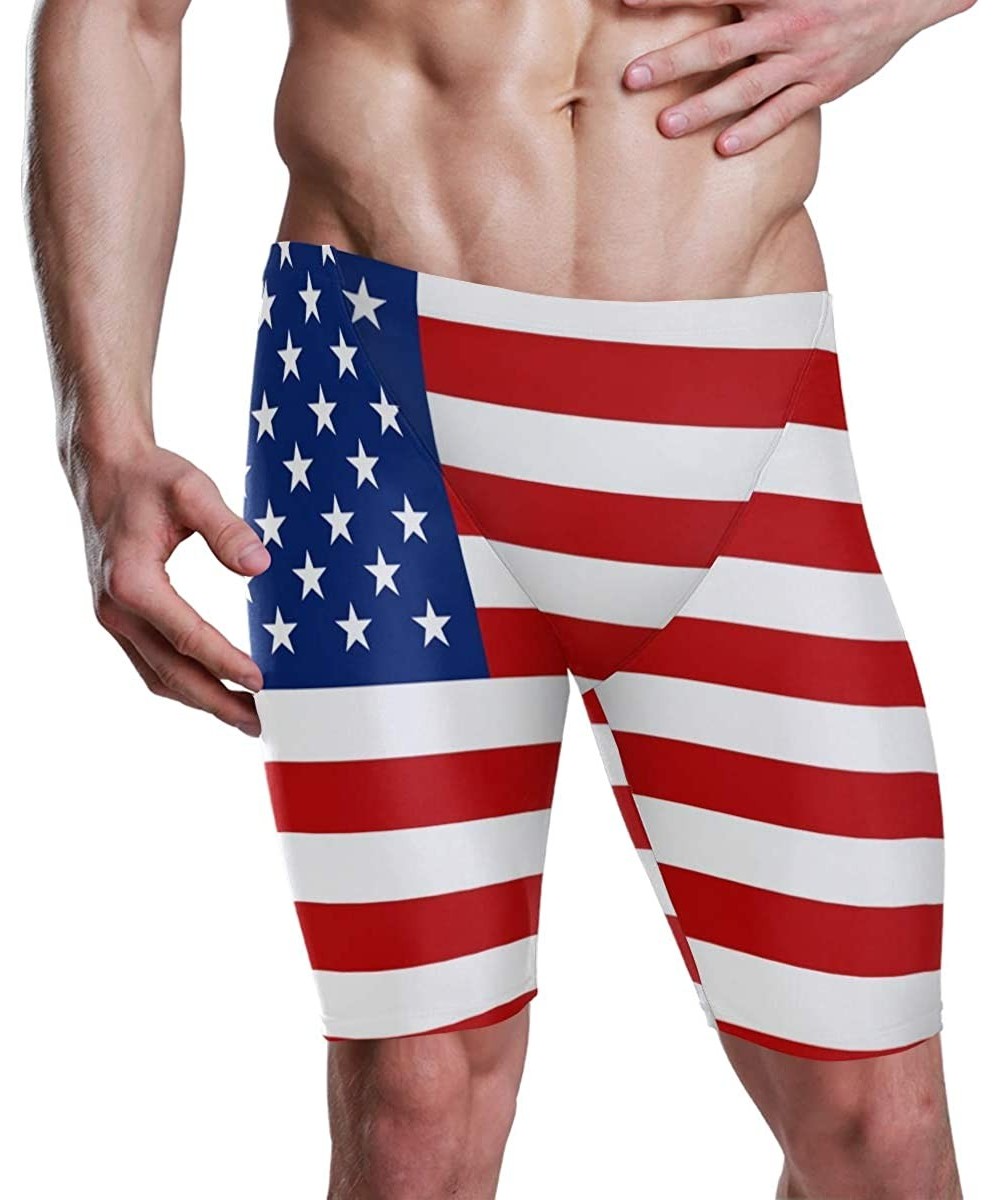 Flag for The USA Mens Long Swimming Trunks Swim Jammers Swimsuit Rapid Quick Dry Bathing Suit for Men Boys 28-39 / S-3XL - CG...